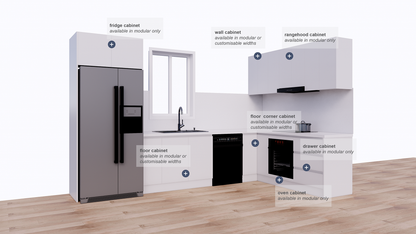 L-shape kitchen cabinet combination(electric cooktop)