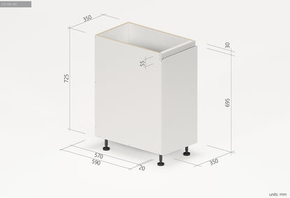 White Satin Kitchen Floor Cabinet 350mm