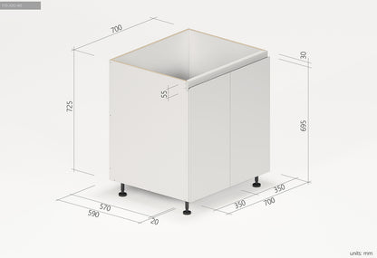 White Satin Kitchen Floor Cabinet 700mm