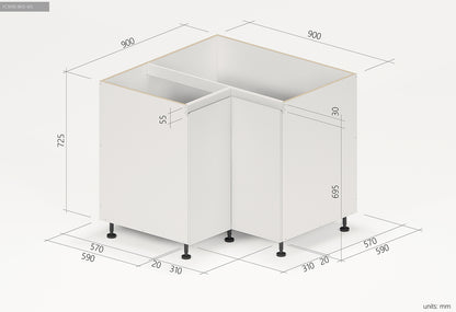 Floor  Corner Cabinet 900mm