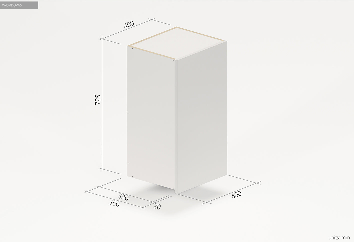 White Satin Kitchen Wall Cabinet 400mm