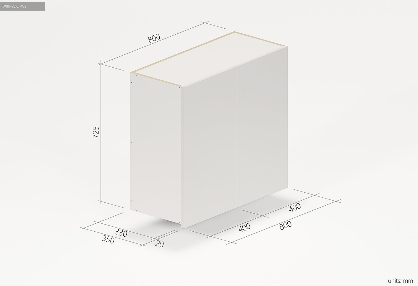 White Satin Kitchen Wall Cabinet 800mm