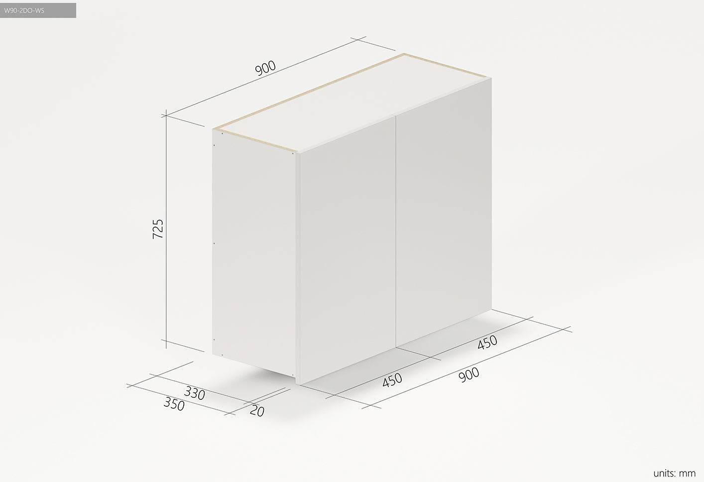 White Satin Kitchen Wall Cabinet 900mm