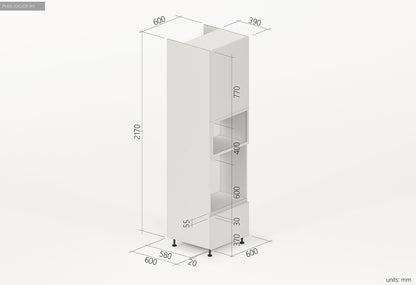 2 Door Microwave and Oven Pantry 600mm