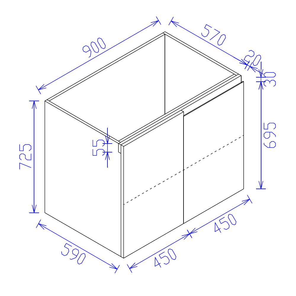 Floor Blind Corner Cabinet 900mm