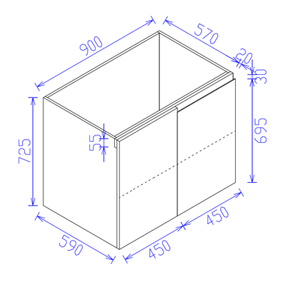 Floor Blind Corner Cabinet 900mm