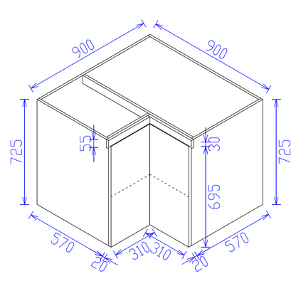 Floor  Corner Cabinet 900mm