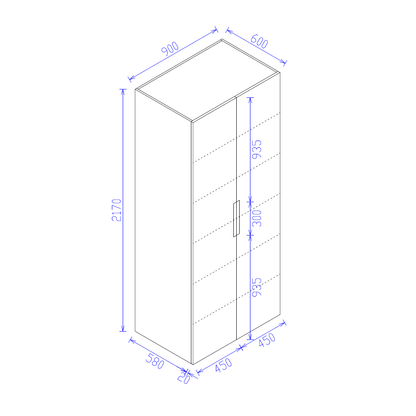 Finger Pull 2 door Pantry 900mm