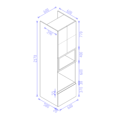 2 Door Microwave and Oven Pantry 600mm