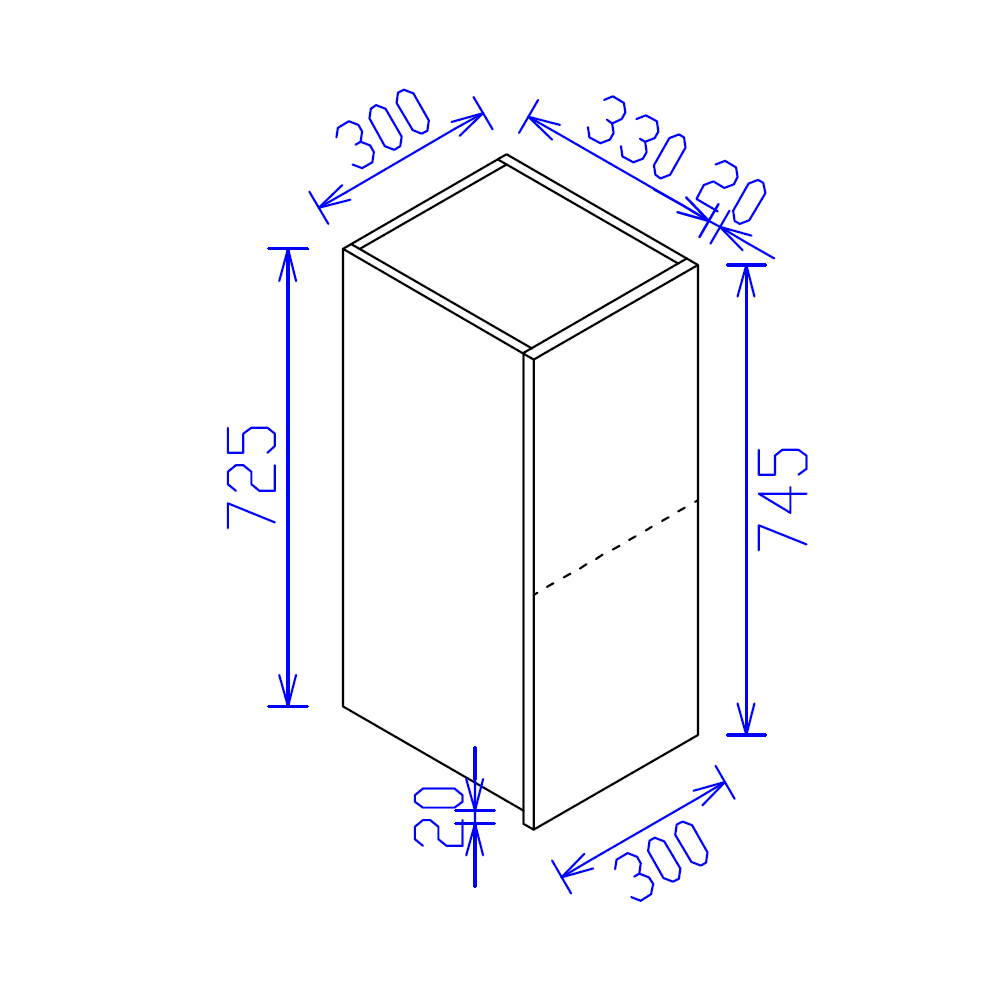 White Satin Kitchen Wall Cabinet 300mm