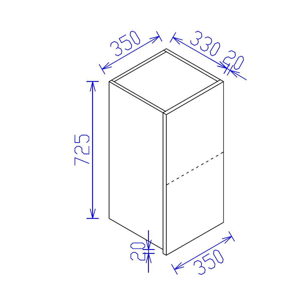 White Satin Kitchen Wall Cabinet 350mm