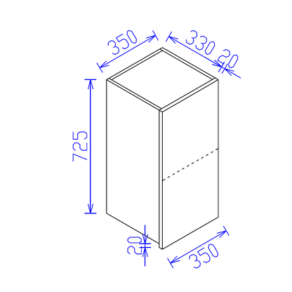 White Satin Kitchen Wall Cabinet 350mm