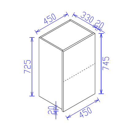 White Satin Kitchen Wall Cabinet 450mm