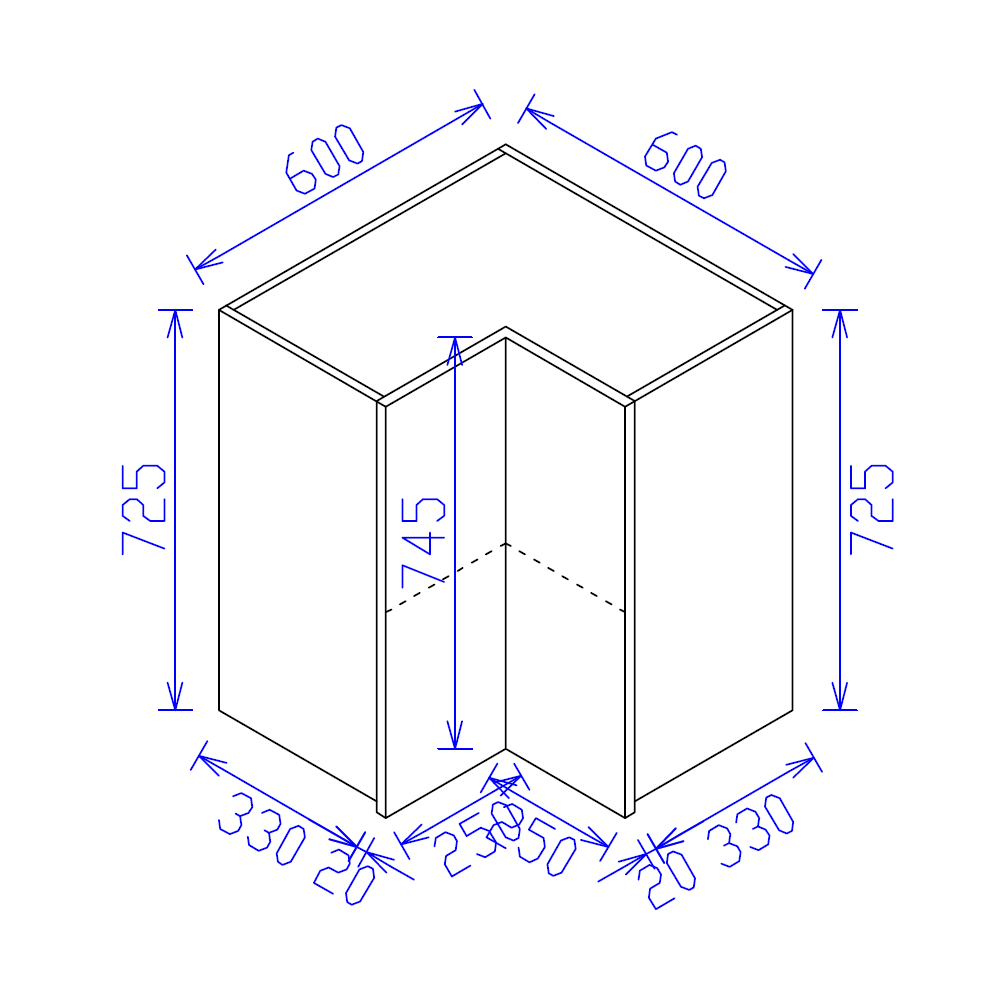 Wall Corner Cabinet 600mm